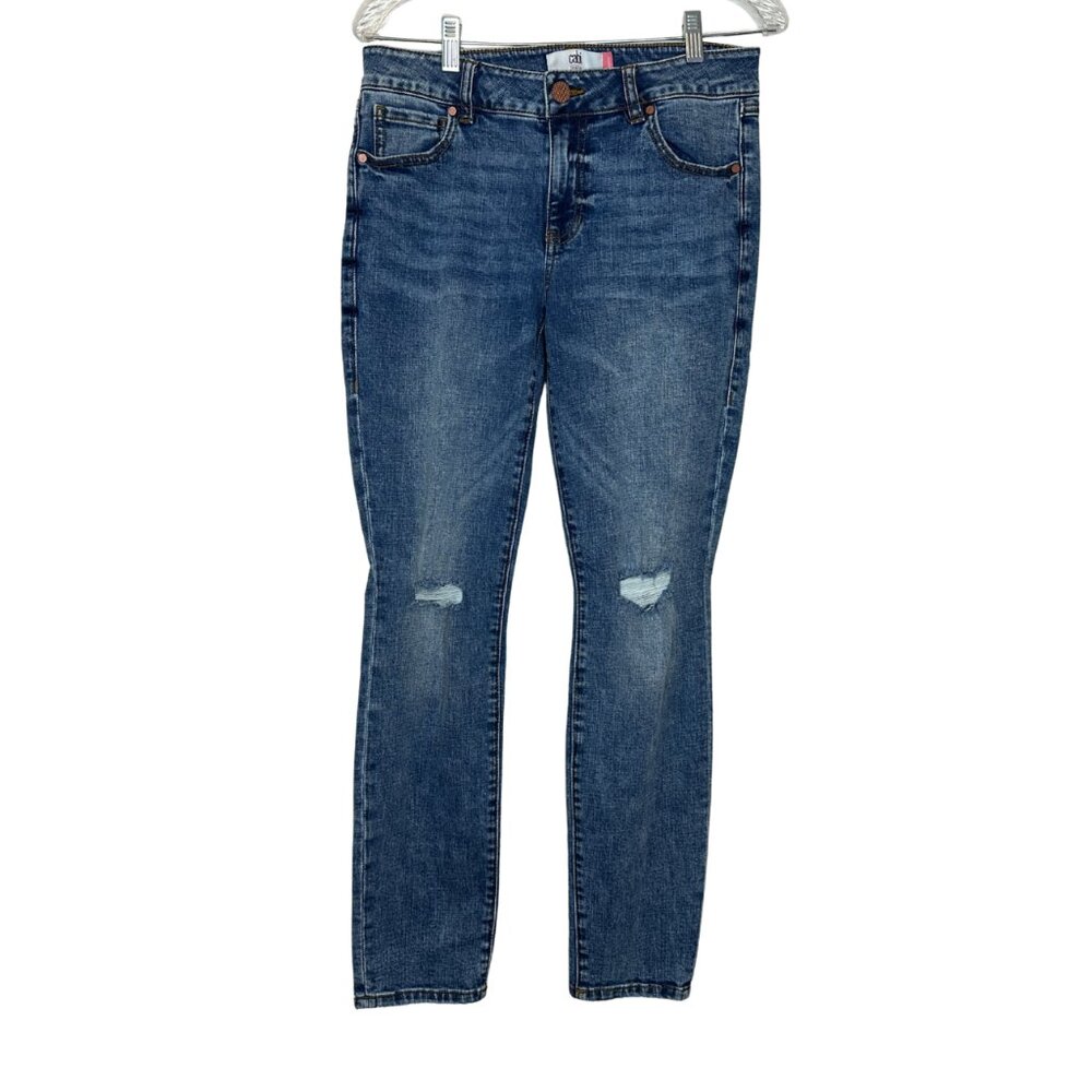 CAbi Blue Denim The Skinny Jeans | Women’s Distressed Size 8 Style 4328